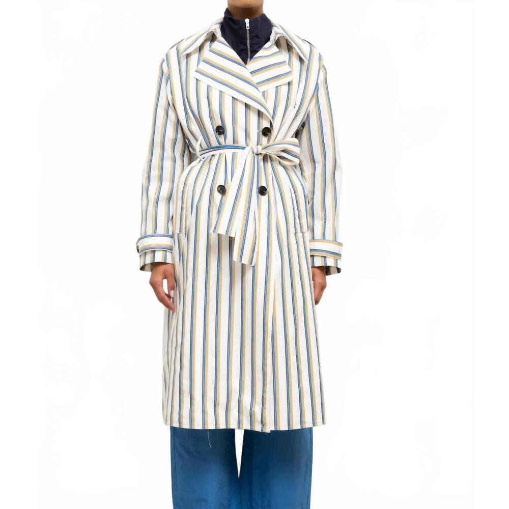 NEW LESET yoshi stripe trench coat in parch/choco